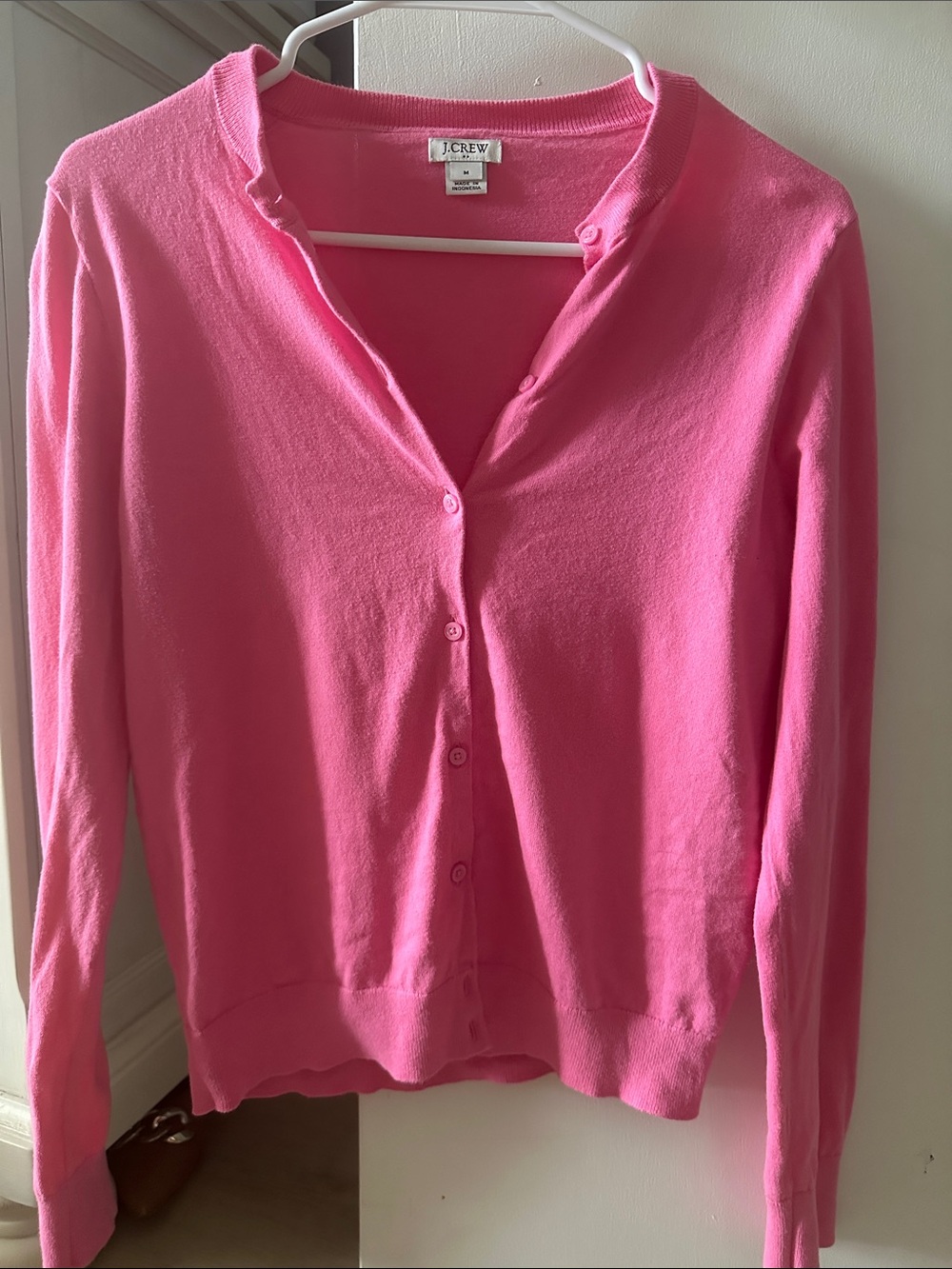 J. Crew Bright Pink Button-Up Cardigan